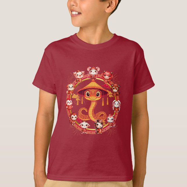 T-shirt Chinois Lunaire Conception du serpent du Nouvel An (Devant)