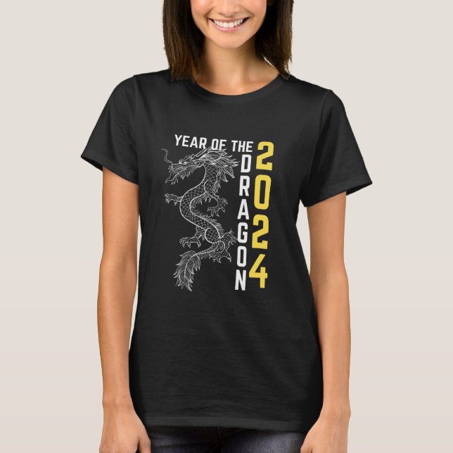 T-shirt Chinois Lunaire nouvelle année Rouge Bonne chance  (Devant)
