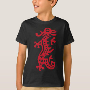 T-shirt Chinois Mah Jong Dragon Rouge Carrelage Mahjong Co