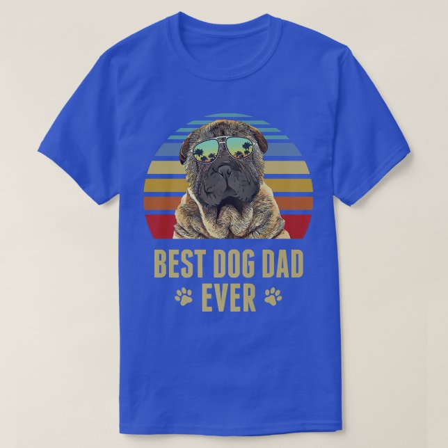 T-shirt Chinois SharPei Meilleur Chien Papa Jamais Retro S (Design devant)