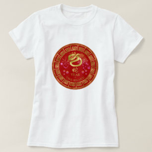 T-shirt Chinois Zodiac Snake Rouge/Or ID542