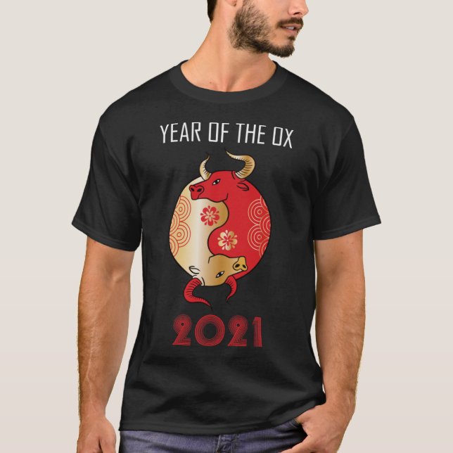 T-shirt Chinois Zodiac Ying Yang Année Du X 2021 1 (Devant)