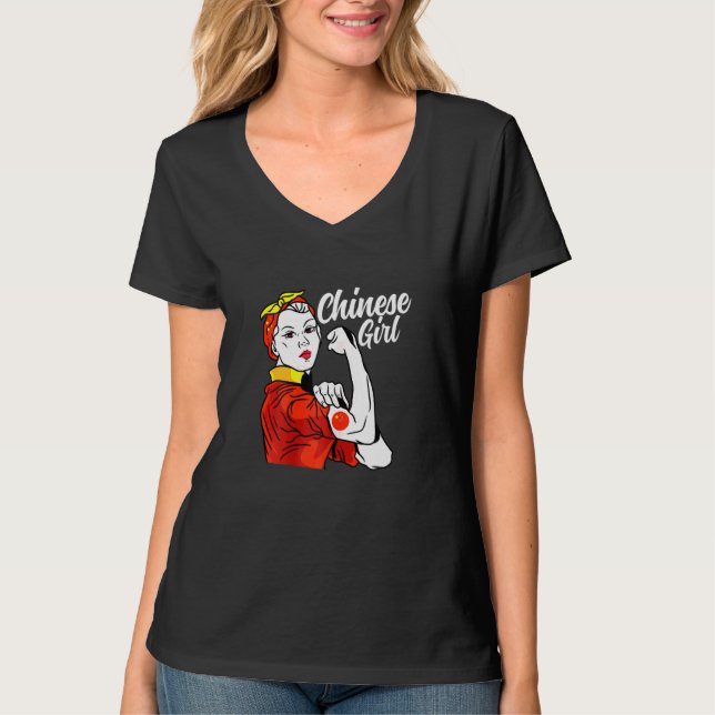 T-shirt Chinoise Fille Chine Drapeau Culture Patrimoine Pa (Devant)