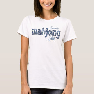T-shirt Chinoiserie Florale Bleue Mahjong Personnalisé