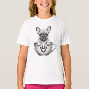 T-shirt Chiot Bouledogue Français Tasse à Thé