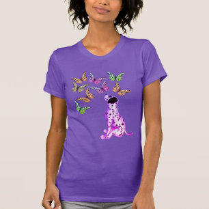 T-shirt Chiot dalmate Et Papillons Colorés