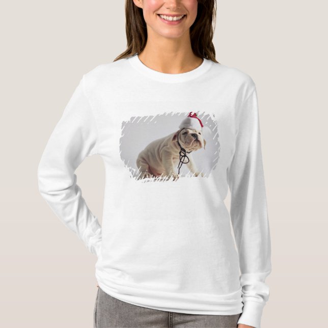 T-shirt Chiot de bouledogue utilisant le casquette de Père (Devant)