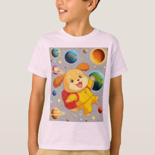 T-shirt Chiot de dessin animé mignon avec sac à dos flotta