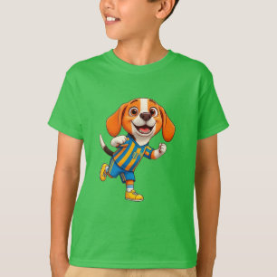 T-shirt Chiot de dessin animé mignon joueur de football