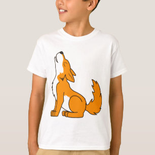 T-shirt Chiot de loup orange hurlant