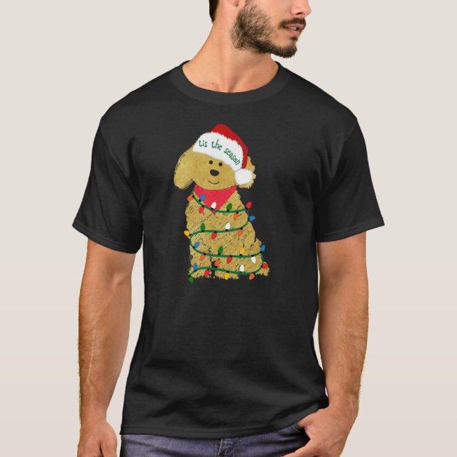 T-shirt Chiot de Noël Golden Doodle (Devant)