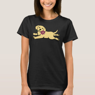 T-shirt Chiot Et Marguerite Jaune Du Labrador