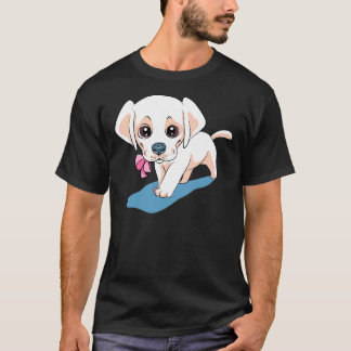 T-shirt Chiot Et Marguerite Jaune Du Labrador