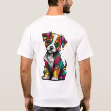 T-Shirt Chiot Géométrique Coloré – Art Canin Moder