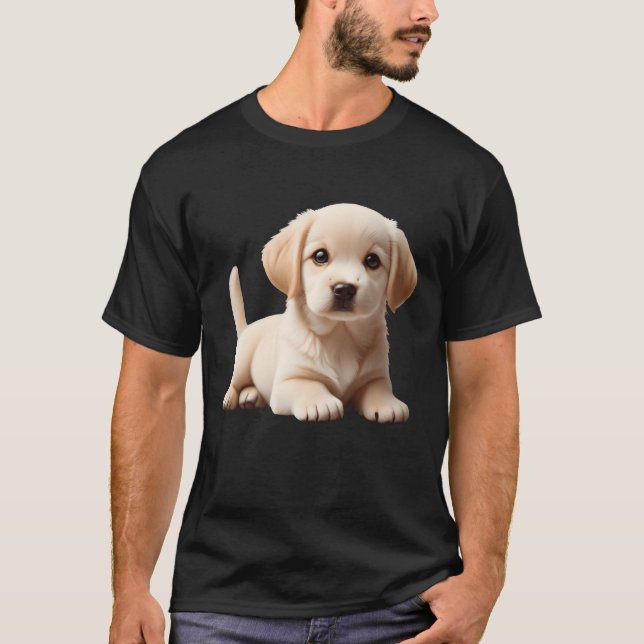 T-shirt chiot labrador couché queue montrant rétro (Devant)
