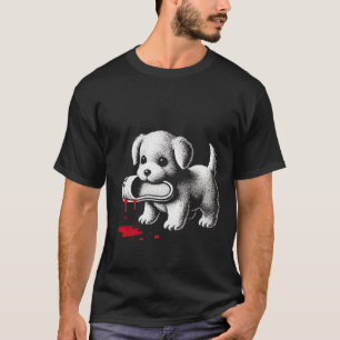 T-shirt Chiot Mignon avec Chemise à Pantoufle Humour Noir