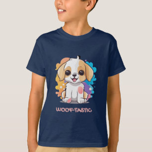 T-shirt Chiot mignon avec des points colorés