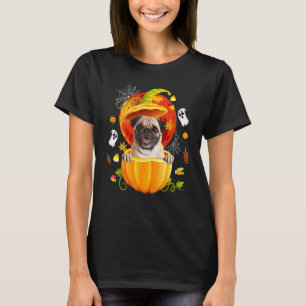 T-shirt Chiot Pug Mignon Citrouille Chien Halloween