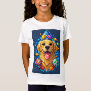 T-Shirt Chiot Retriever doré magique avec des étoiles