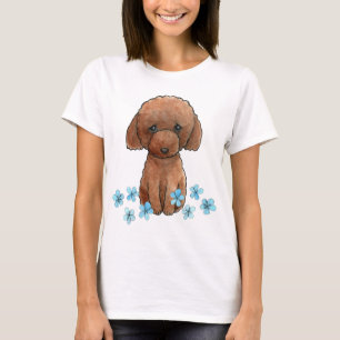 T-shirt Chiot rouge chiche triste Poodé mignon Chocolat Do