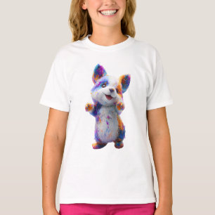 T-shirt Chiots Corgi Artistiques Éclaboussures Arc-en-Ciel