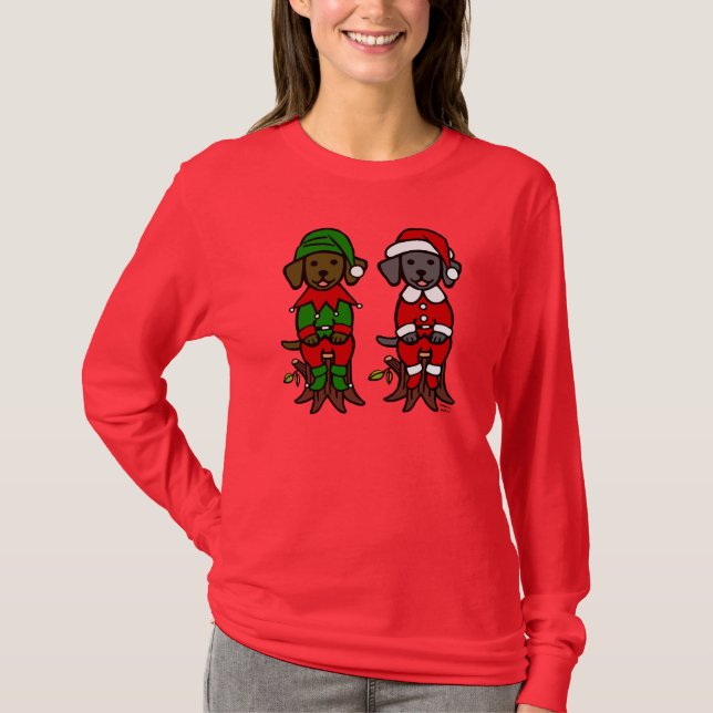 T-shirt Chiots jumeaux de laboratoire de Noël (Devant)