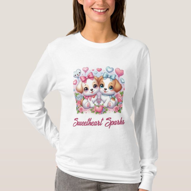 T-shirt Chiots mignons : Saint Valentin Spécial (Devant)