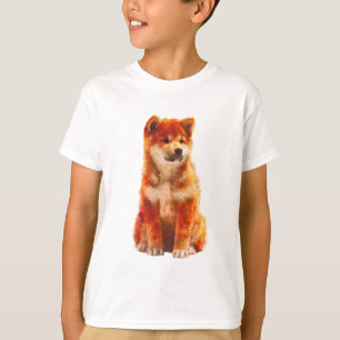 T-shirt Chiots Shiba Inu orange assis pour enfants
