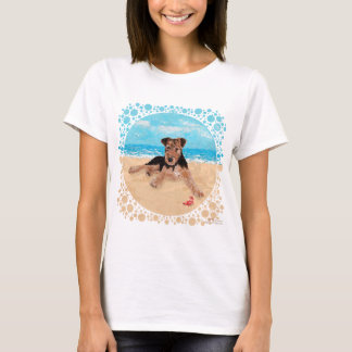 T-shirt Chiots Terrier Gallois à la Plage