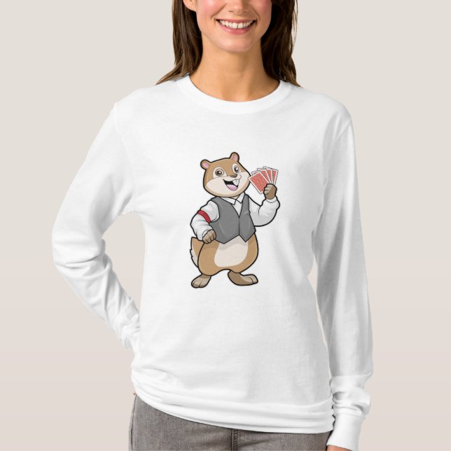 T-shirt Chipmunk au Poker avec cartes de Poker (Devant)