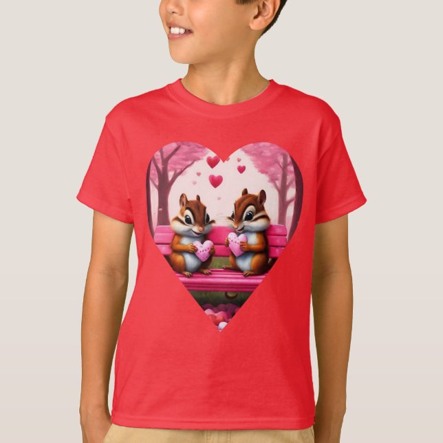 T-shirt Chipmunks et coeurs de bonbons (Devant)