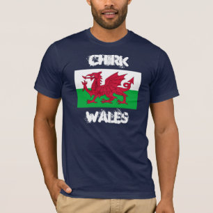 T-shirt Chirk, Pays de Galles avec drapeau gallois