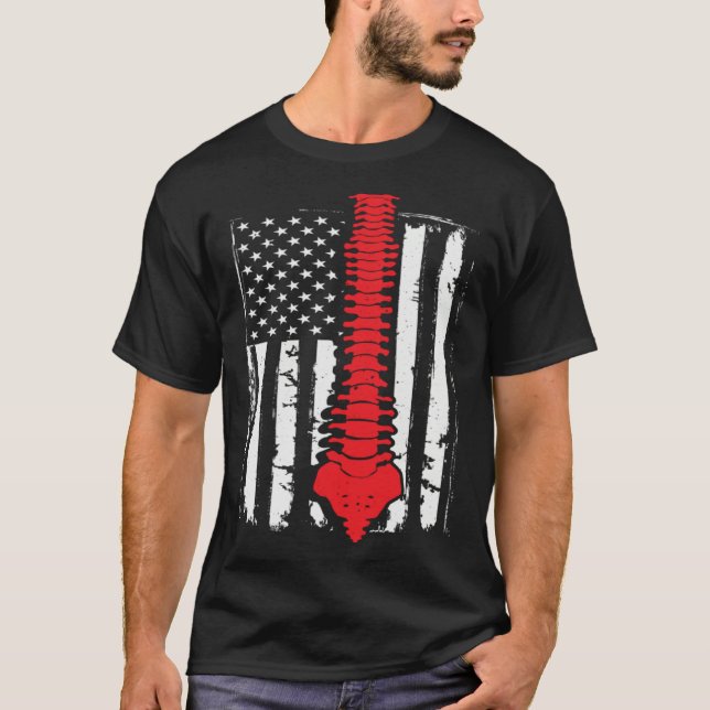 T-shirt chiropractors USA Flag spines for chiropractic  2 (Devant)