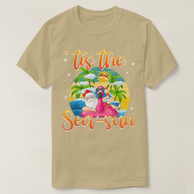 T-shirt Chirstmas Père Noël Drôle En Juillet Plage D'Été T (Design devant)