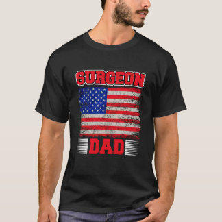 T-shirt Chirurgien Papa USA Drapeau Docteur Médicale Chiru