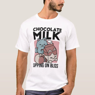T-shirt Chocolat au Lait Mignon Chat – Boisson Confortable