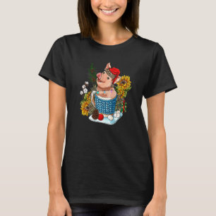 T-shirt Chocolat Chaud de Noël Cochon Western Xmas Pig San