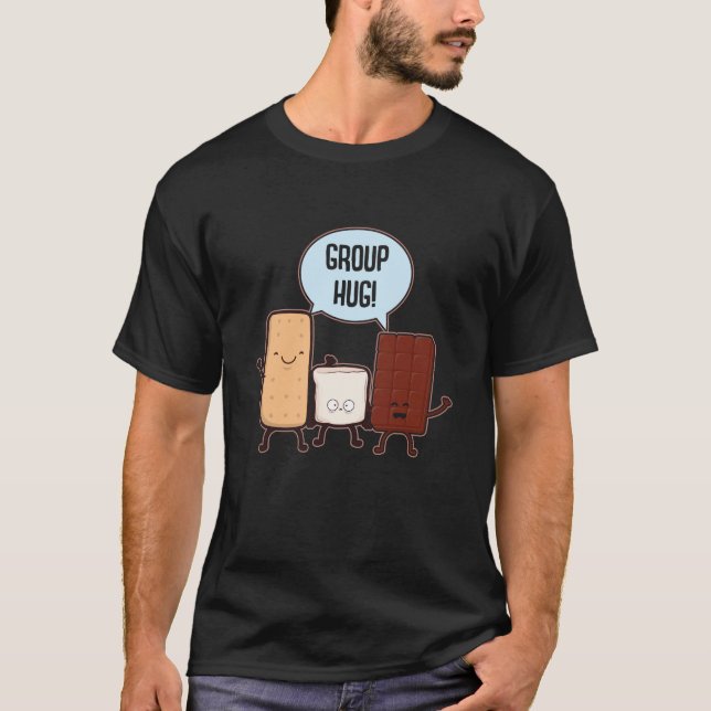 T-shirt Chocolat de groupe Marshmallow Camping S'mores (Devant)