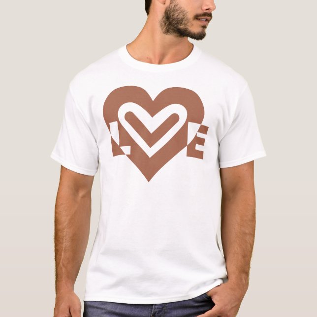 T-shirt Chocolat graphique mignon Love Brown (Devant)