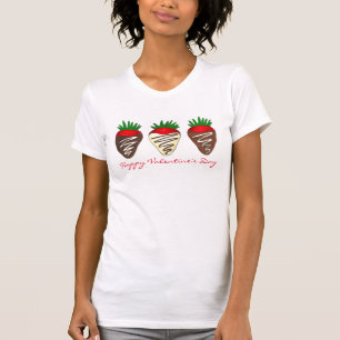 T-shirt Chocolat Heureuse Sainte-Valentin Couvert fraise