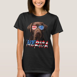 T-shirt Chocolat Labrador American Flag Lab Dog 4th Of