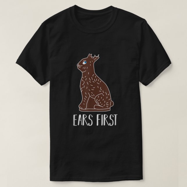 T-shirt Chocolat Lapin de Pâques sans Panier d'oreilles (Design devant)