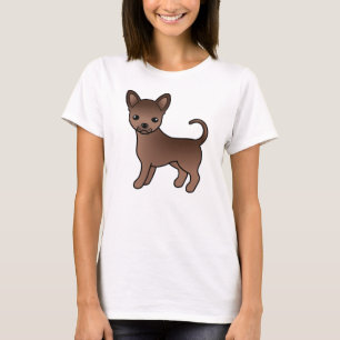 T-shirt Chocolat Smooth Coat Chihuahua mignon caricaturant