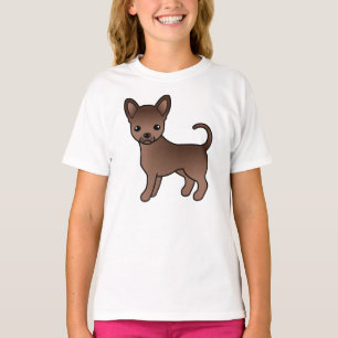 T-shirt Chocolat Smooth Coat Chihuahua mignon caricaturant