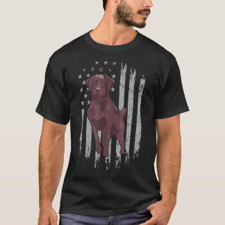 T-shirt Chocolate Lab American Flag Brown Labrador Proprié