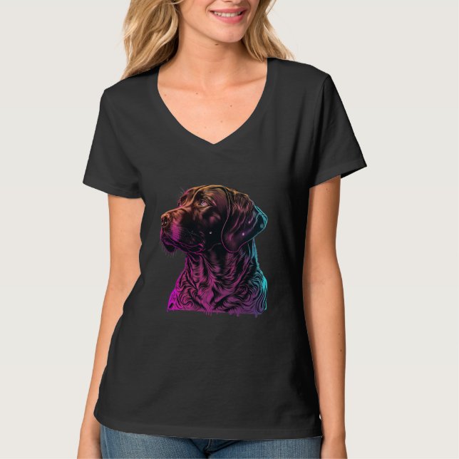 T-shirt Chocolate Labrador Synthwave 80s Retrowave Aesthet (Devant)