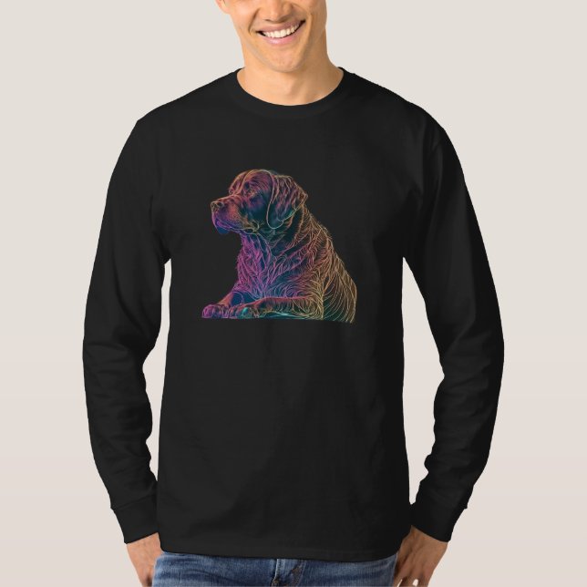 T-shirt Chocolate Labrador Synthwave 80s Retrowave Aesthet (Devant)