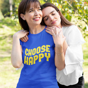T-shirt Choisir Joyeux Jaune Texte Inspirationnel