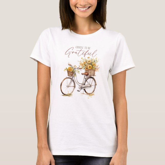 T-shirt Choisissez d'être reconnaissant - Vélo et automne  (Devant)