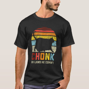 T-shirt Chonk Chat Échelle Mème Drôle Retro Style Chat Vin